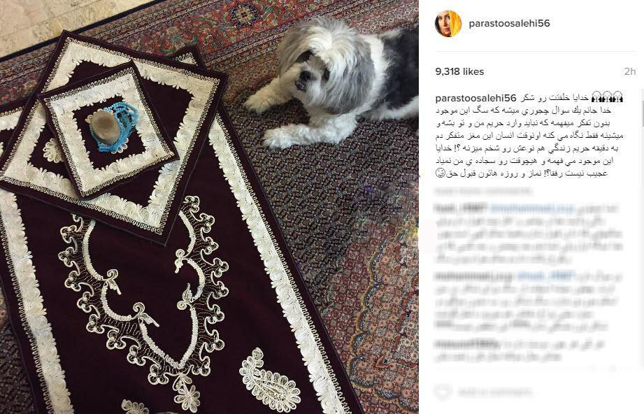 داستان سگ جنجالی پرستو صالحی و حذف عکس اینستاگرامی او +عکس